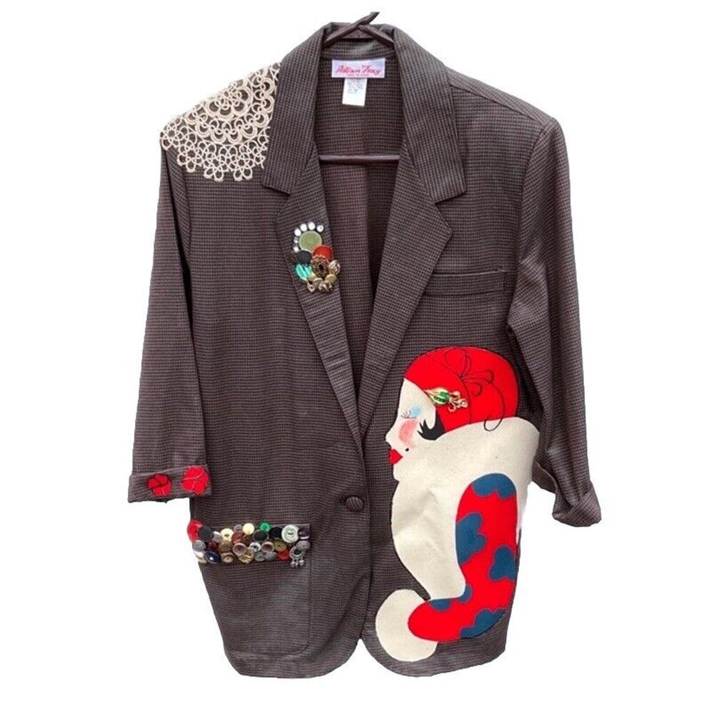 Vtg Allison Tracy Sz Medium Retro - On Of A Kind -Blazer - Wearable Art - Runway
